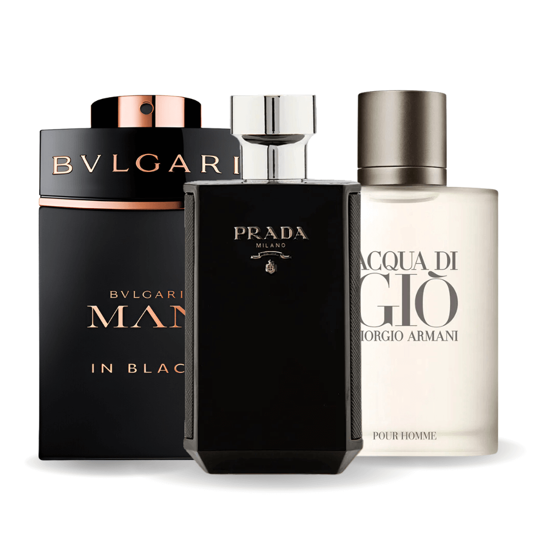 Set 3 parfumuri – Bvlgari Man in Black, Giorgio Armani Acqua Di Gio, L'Homme Prada Intense 100ml