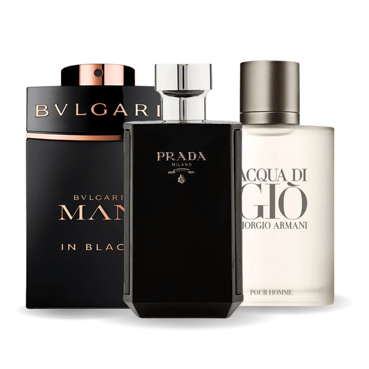 Set 3 parfumuri – Bvlgari Man in Black, Giorgio Armani Acqua Di Gio, L'Homme Prada Intense 100ml