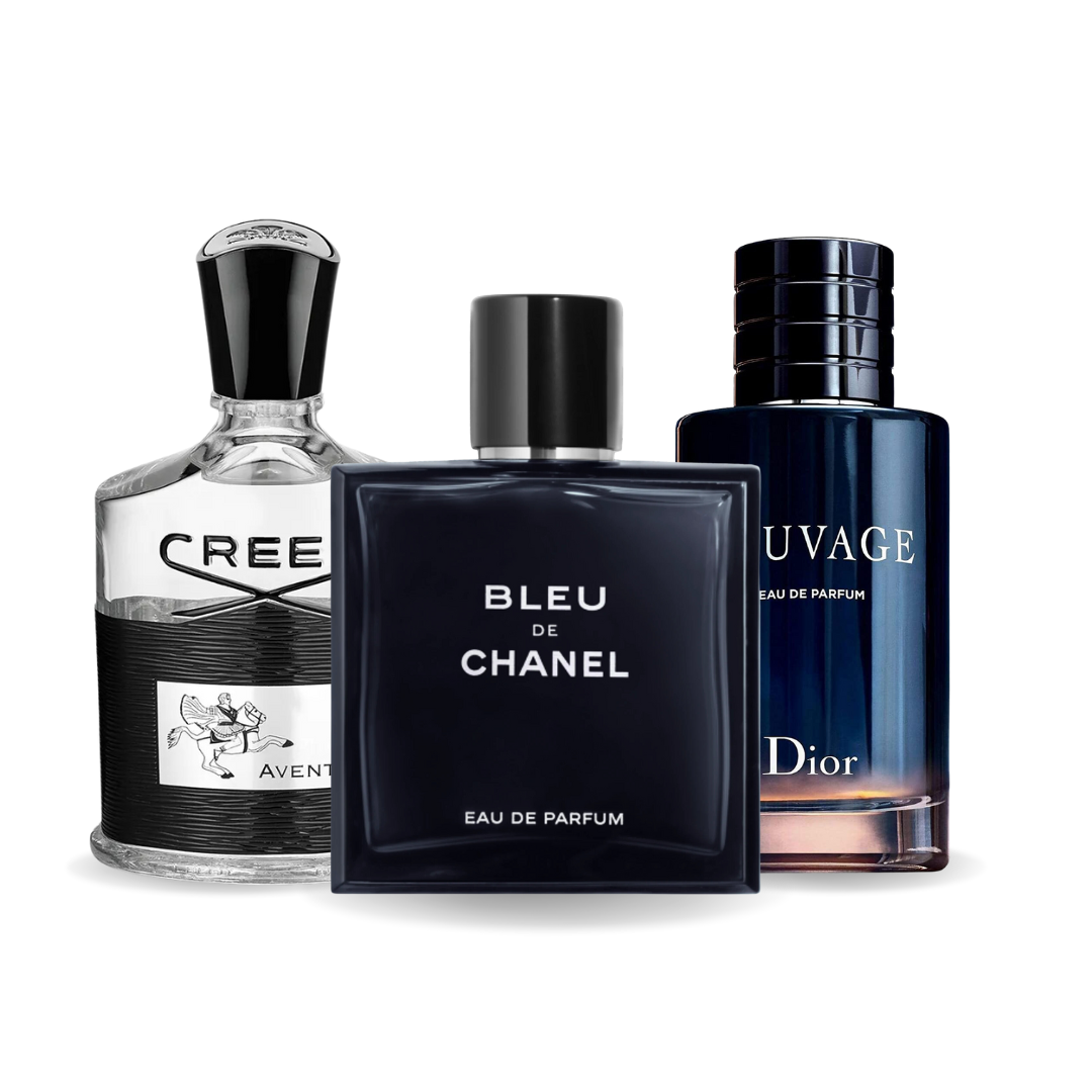 Set 3 parfumuri Creed AVENTUS, BLEU DE CHANEL și Dior SAUVAGE 100 ml