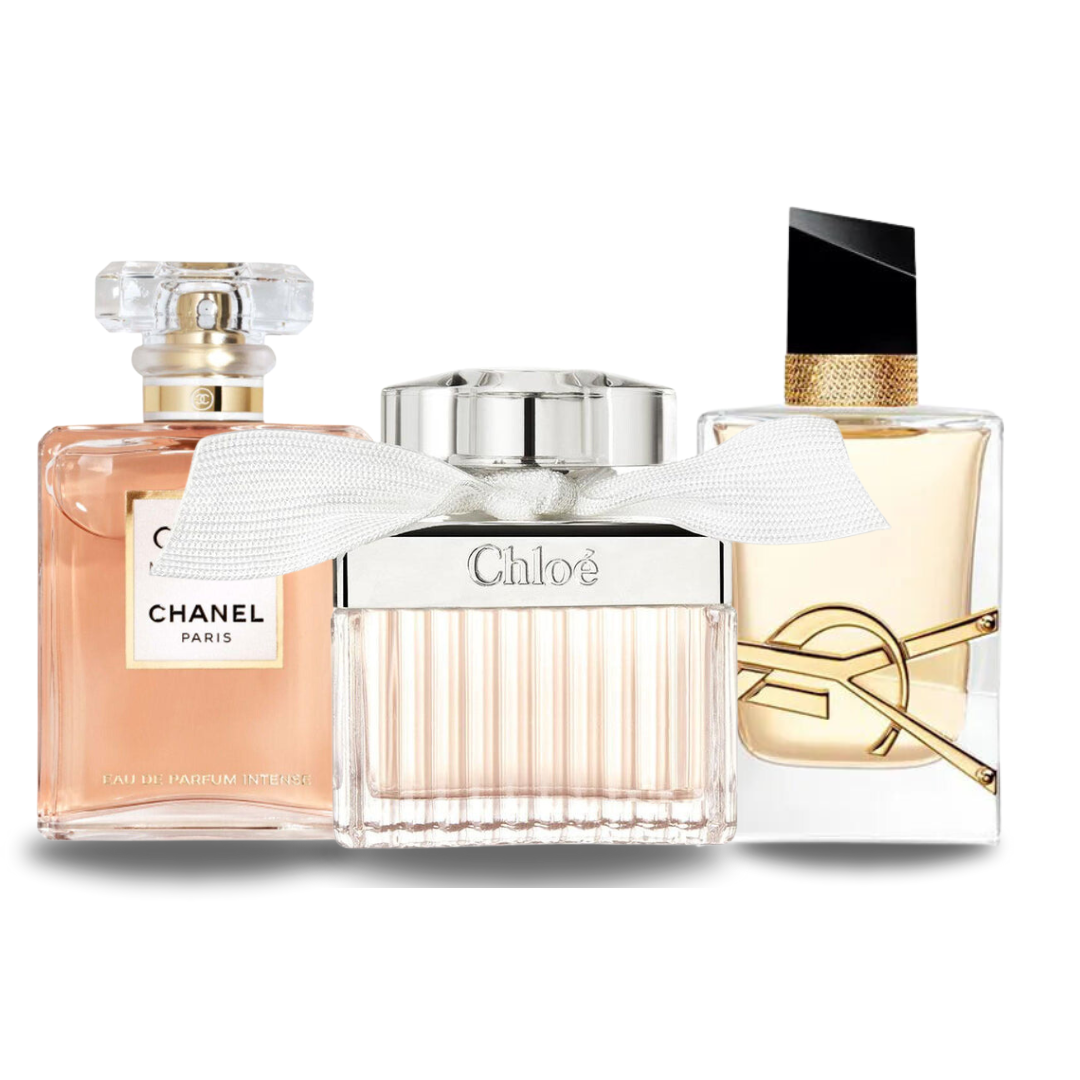 Set 3 parfumuri COCO MADEMOISELLE, LIBRE și CHLOÉ 100 ml
